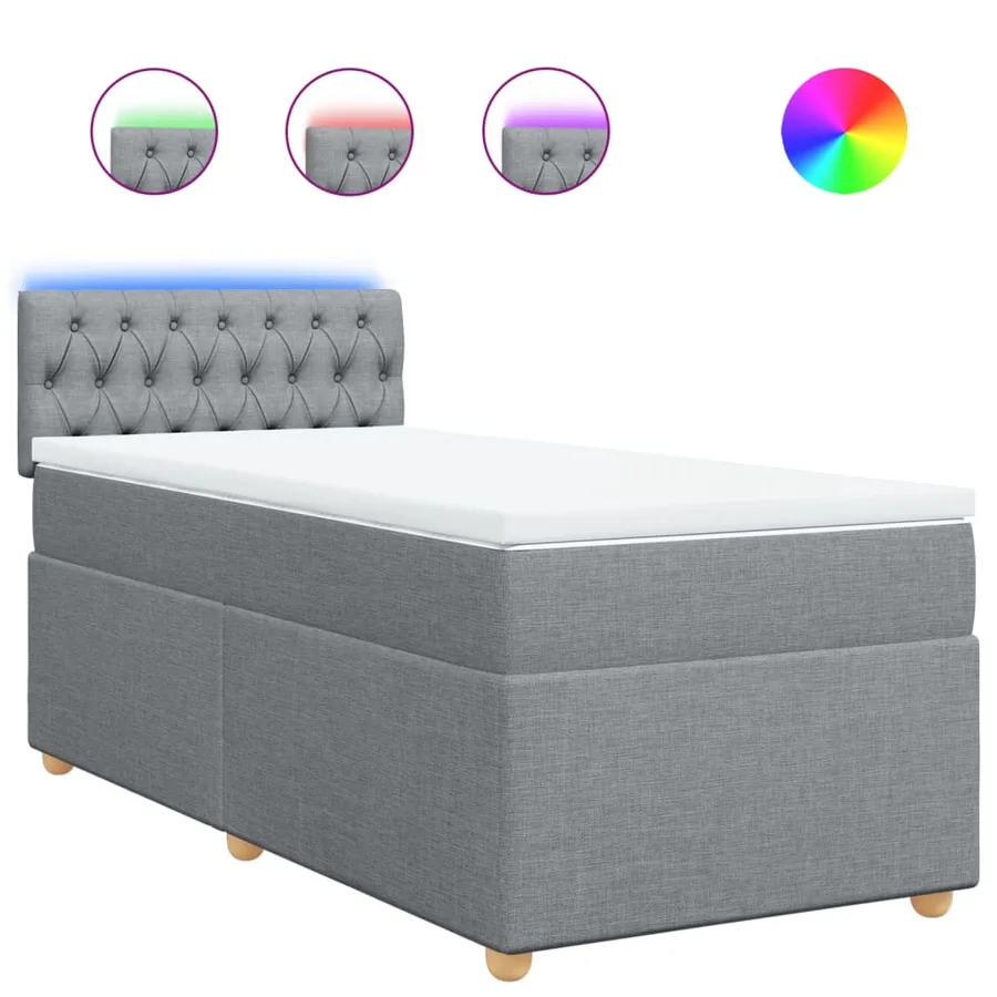 Sommier à lattes de lit et matelas Gris clair 90x190 cm Tissu - 2