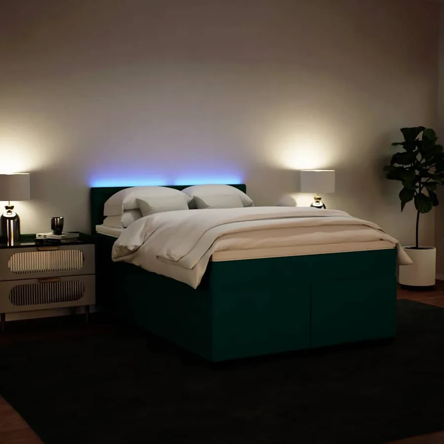 Sommier à lattes de lit et matelas Vert foncé 160x200cm Velours - 4