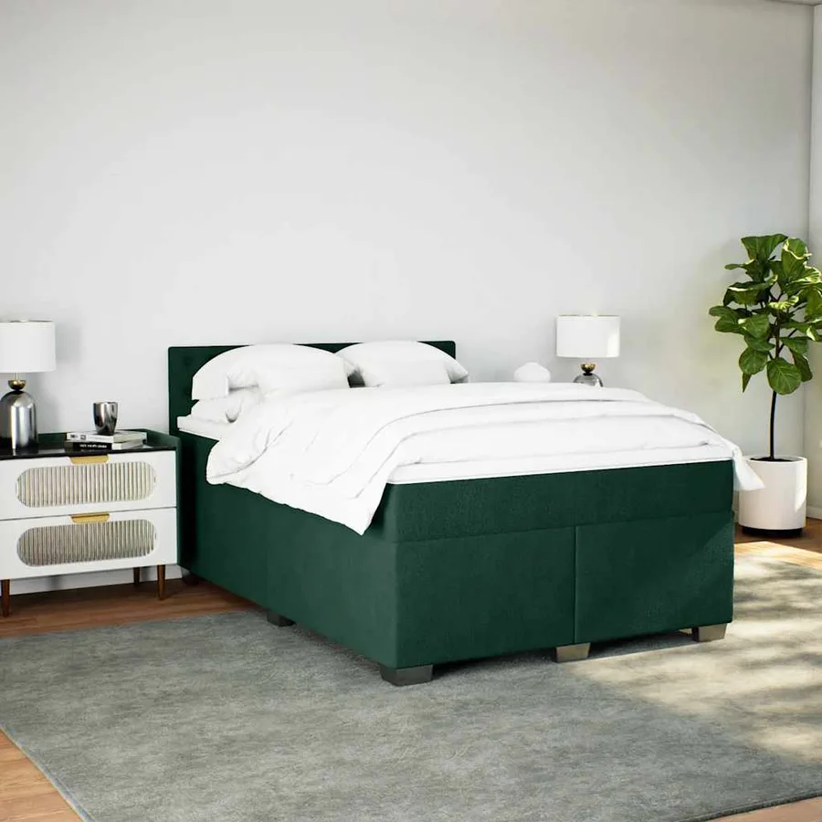 Sommier à lattes de lit et matelas Vert foncé 160x200cm Velours - 5