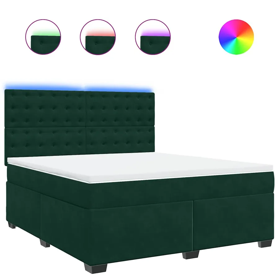 Sommier à lattes de lit et matelas Vert foncé 180x200cm Velours - 2