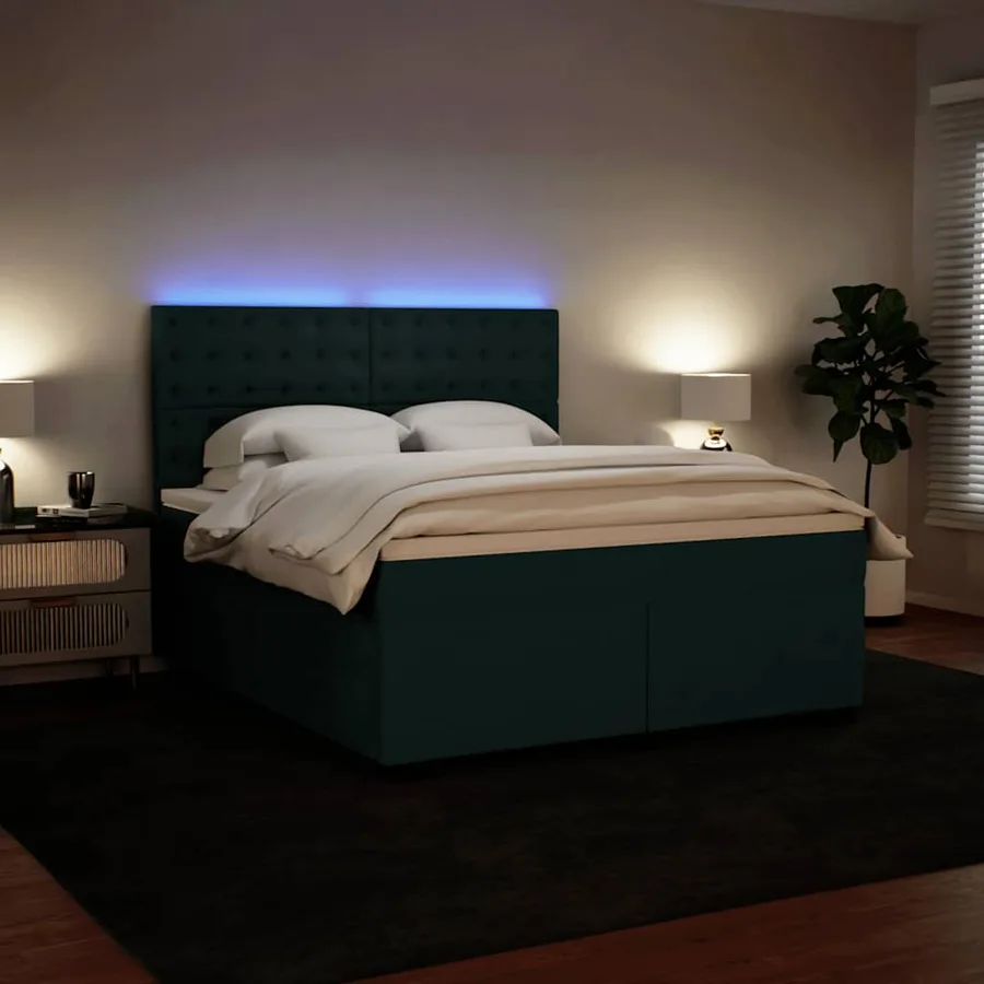 Sommier à lattes de lit et matelas Vert foncé 180x200cm Velours - 4