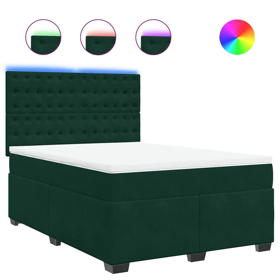 Sommier à lattes de lit et matelas Vert foncé 140x200cm Velours - 2