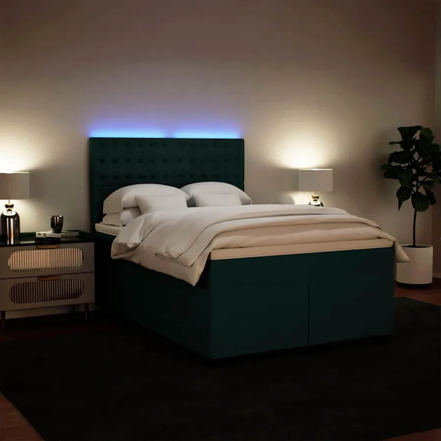 Sommier à lattes de lit et matelas Vert foncé 140x200cm Velours - 5