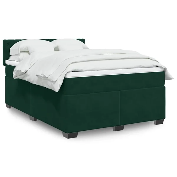 Sommier à lattes de lit et matelas Vert foncé 160x200cm Velours