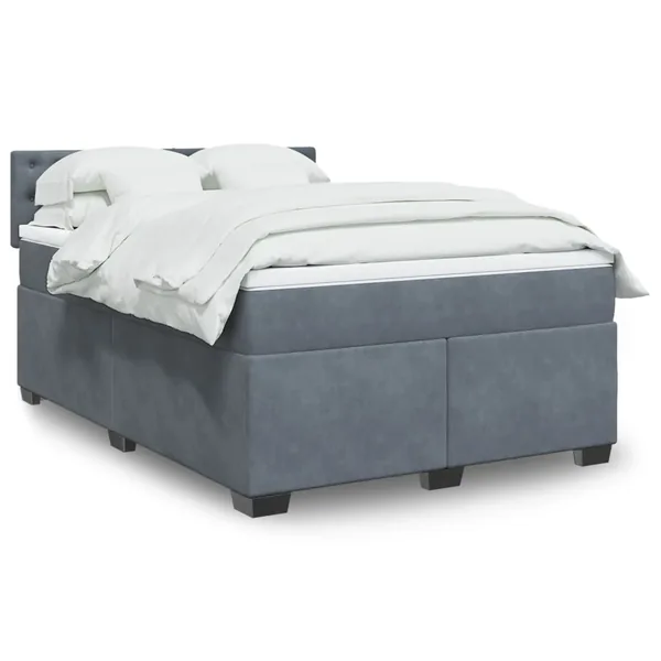 Sommier à lattes de lit et matelas Gris foncé 140x200cm Velours