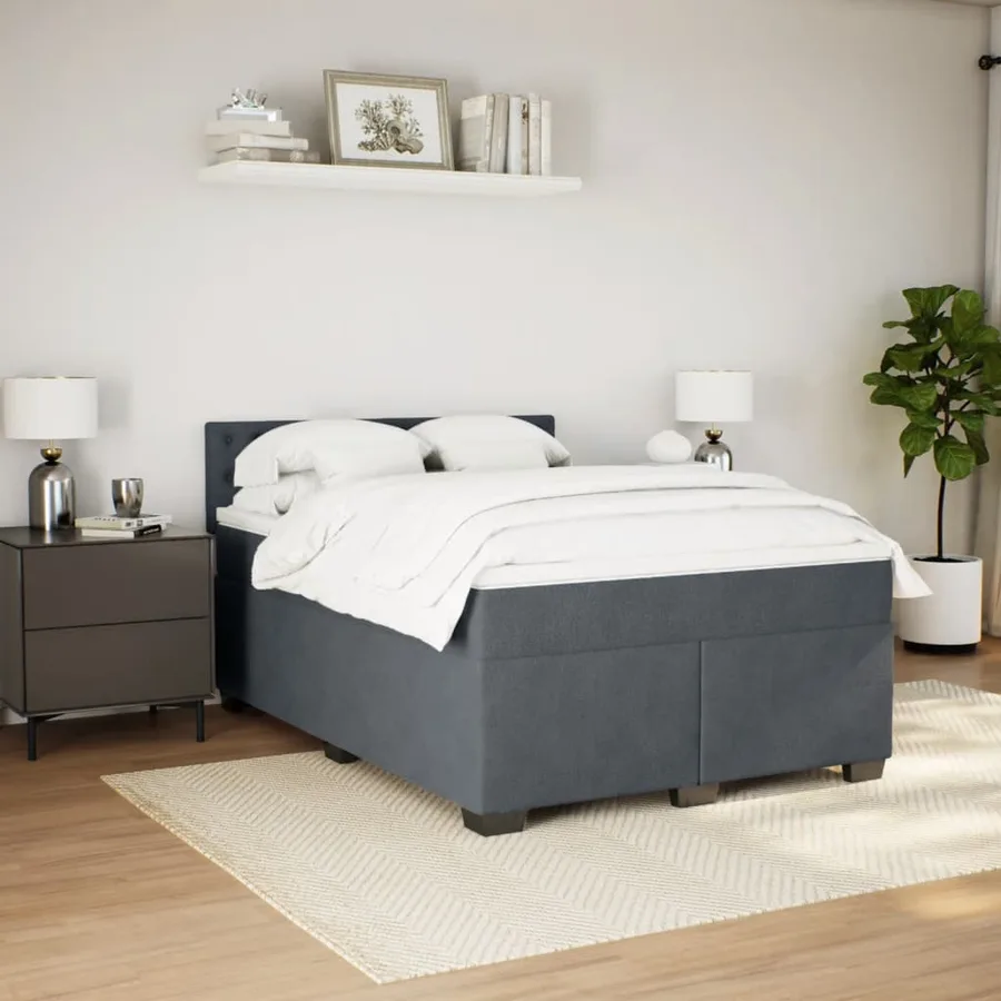 Sommier à lattes de lit et matelas Gris foncé 140x200cm Velours - 5