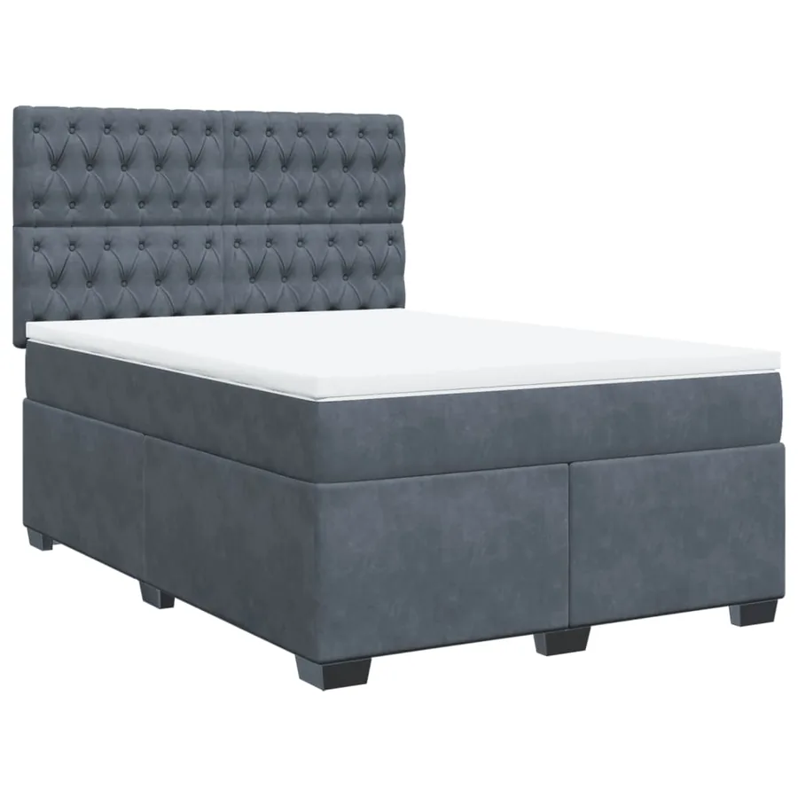 Sommier à lattes de lit et matelas Gris foncé 160x200cm Velours - 2