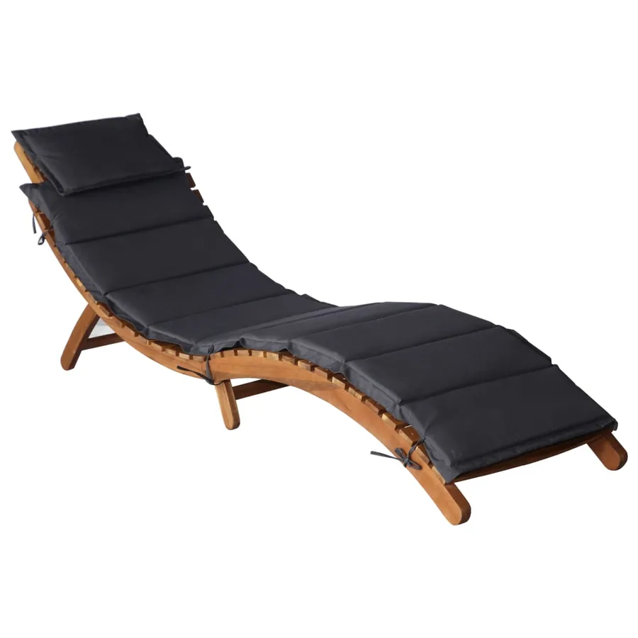 Chaises longues et coussins 2 pcs Gris foncé Bois massif acacia - 2