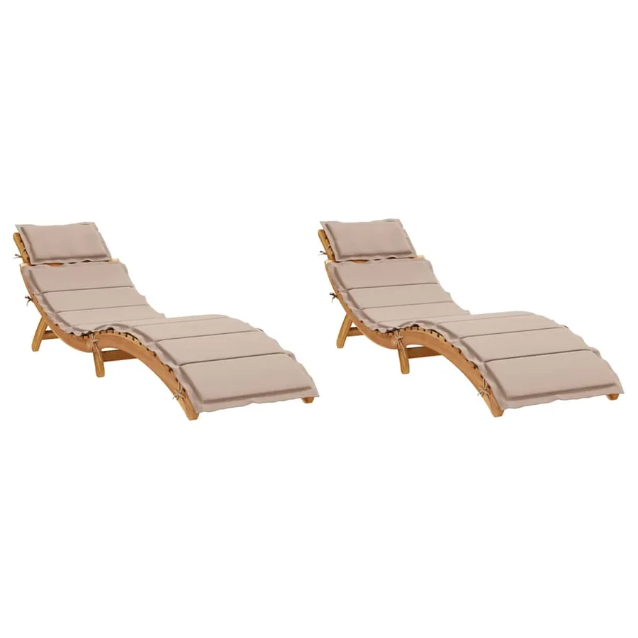 Chaises longues et coussins 2 pcs Gris foncé Bois massif acacia - 20