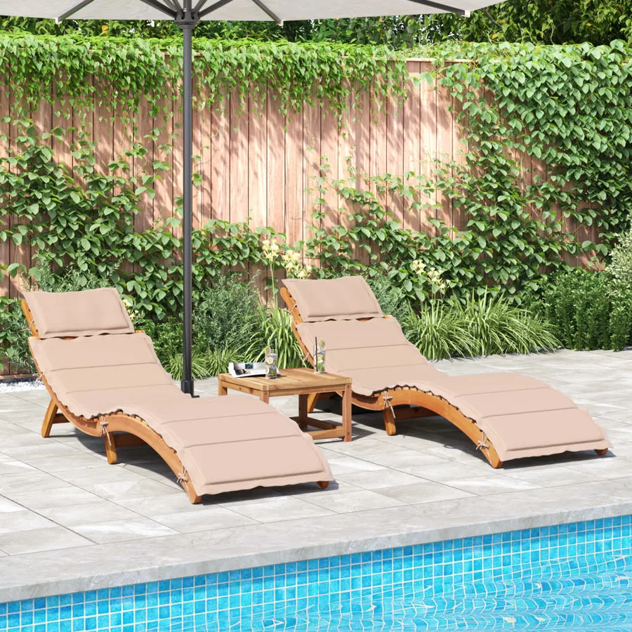 Chaises longues et coussins 2 pcs Gris foncé Bois massif acacia - 31