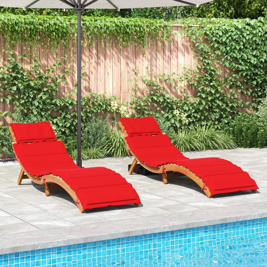 Chaises longues et coussins 2 pcs Gris foncé Bois massif acacia - 39