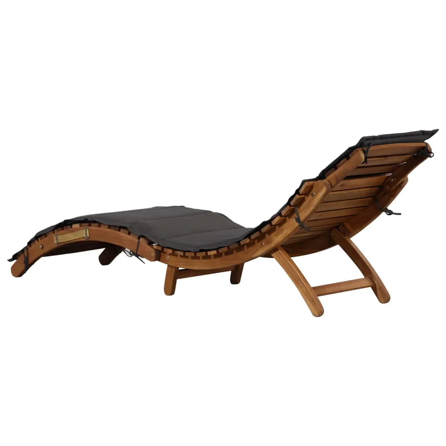 Chaises longues et coussins 2 pcs Gris foncé Bois massif acacia - 4