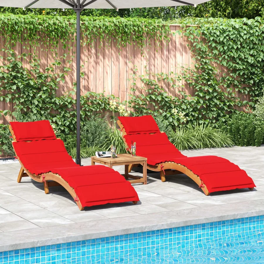 Chaises longues et coussins 2 pcs Gris foncé Bois massif acacia - 41