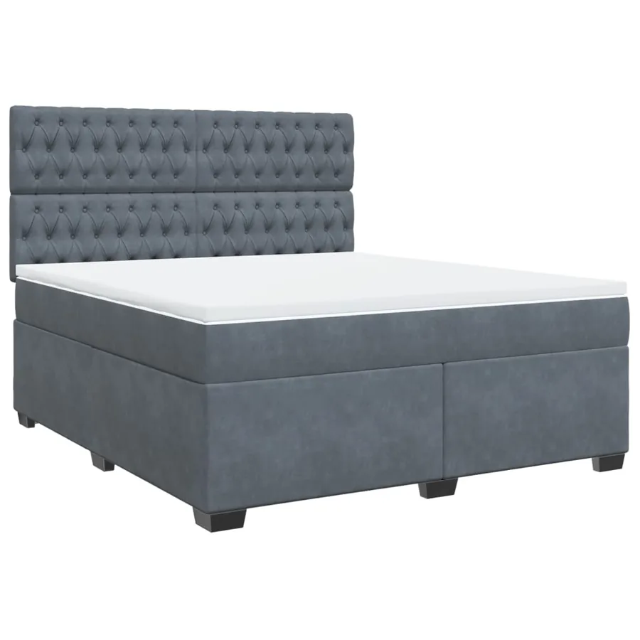 Sommier à lattes de lit et matelas Gris foncé 180x200cm Velours - 3