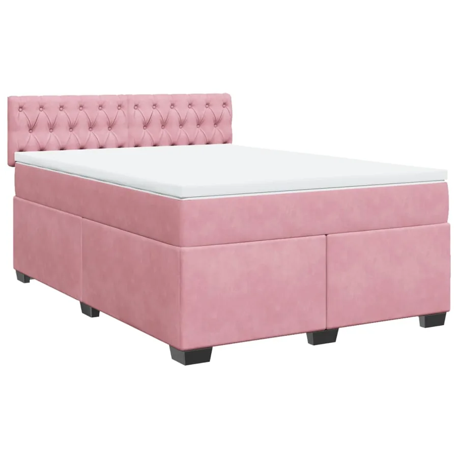 Sommier à lattes de lit et matelas rose foncé 140x200cm velours - 2