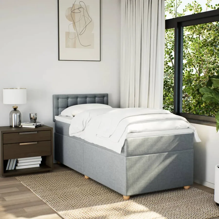 Sommier à lattes de lit et matelas Gris clair 90x190 cm Tissu - 3