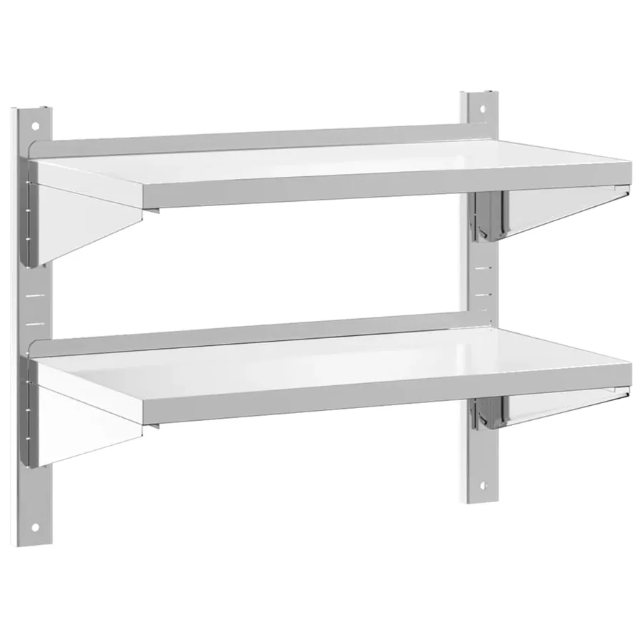 Étagère murale à 2 niveaux 75x40x60 cm argenté acier inoxydable - 2