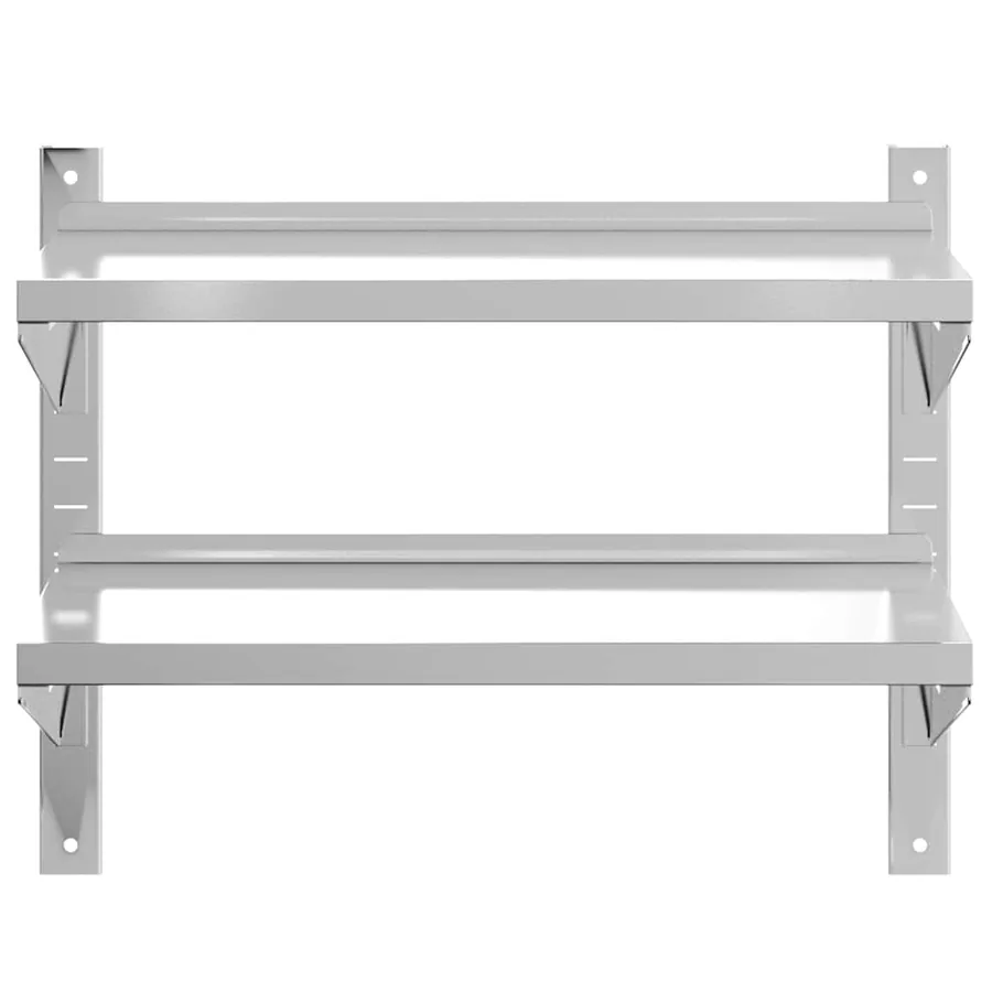 Étagère murale à 2 niveaux 75x40x60 cm argenté acier inoxydable - 5