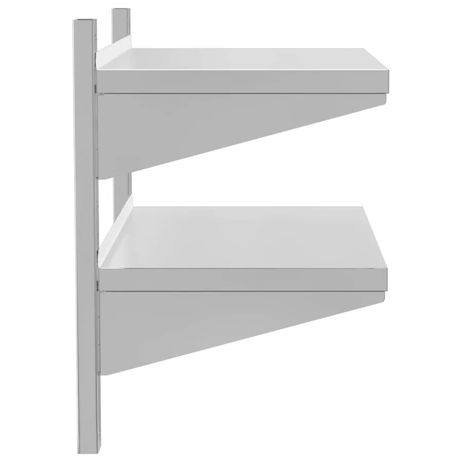 Étagère murale à 2 niveaux 75x40x60 cm argenté acier inoxydable - 6