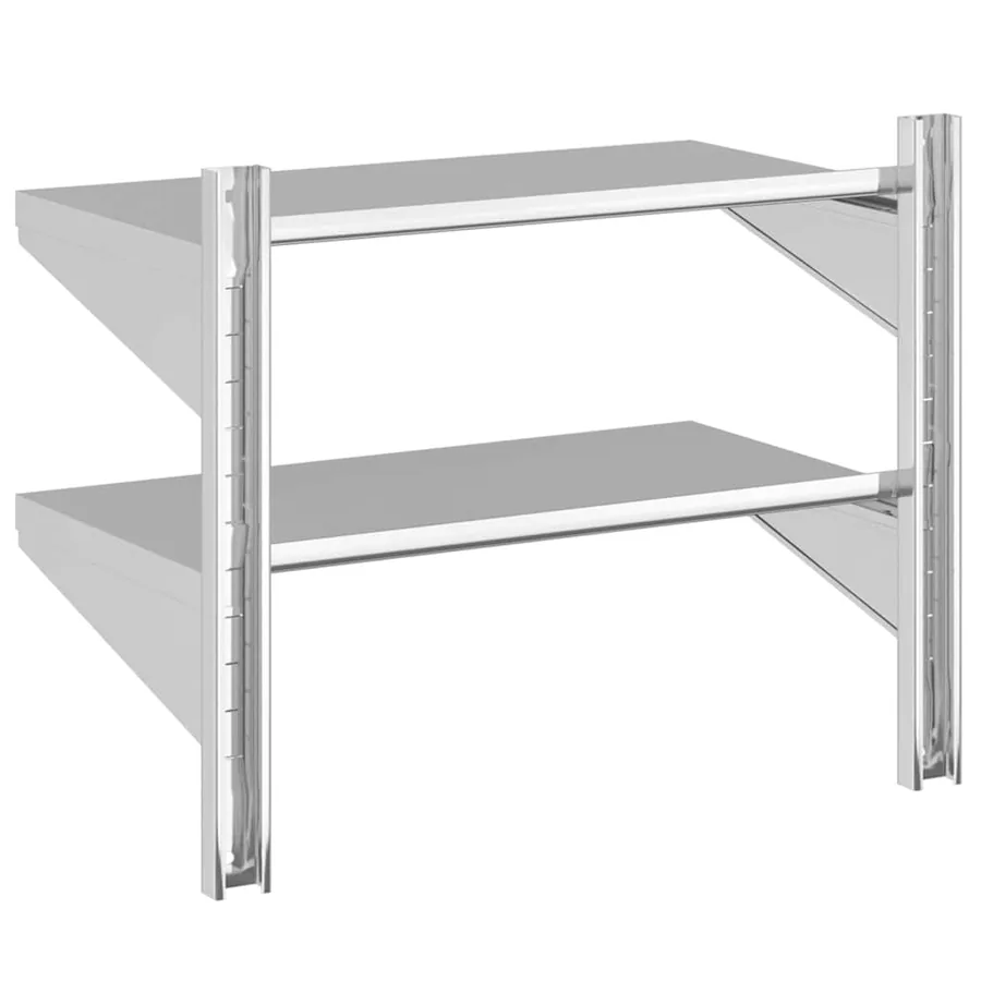 Étagère murale à 2 niveaux 75x40x60 cm argenté acier inoxydable - 7