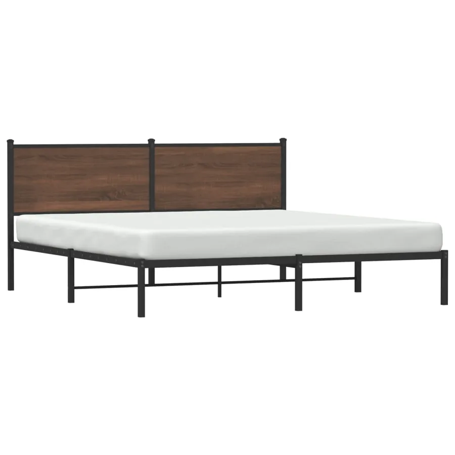 Cadre de lit en métal sans matelas chêne marron 183x213 cm - 4