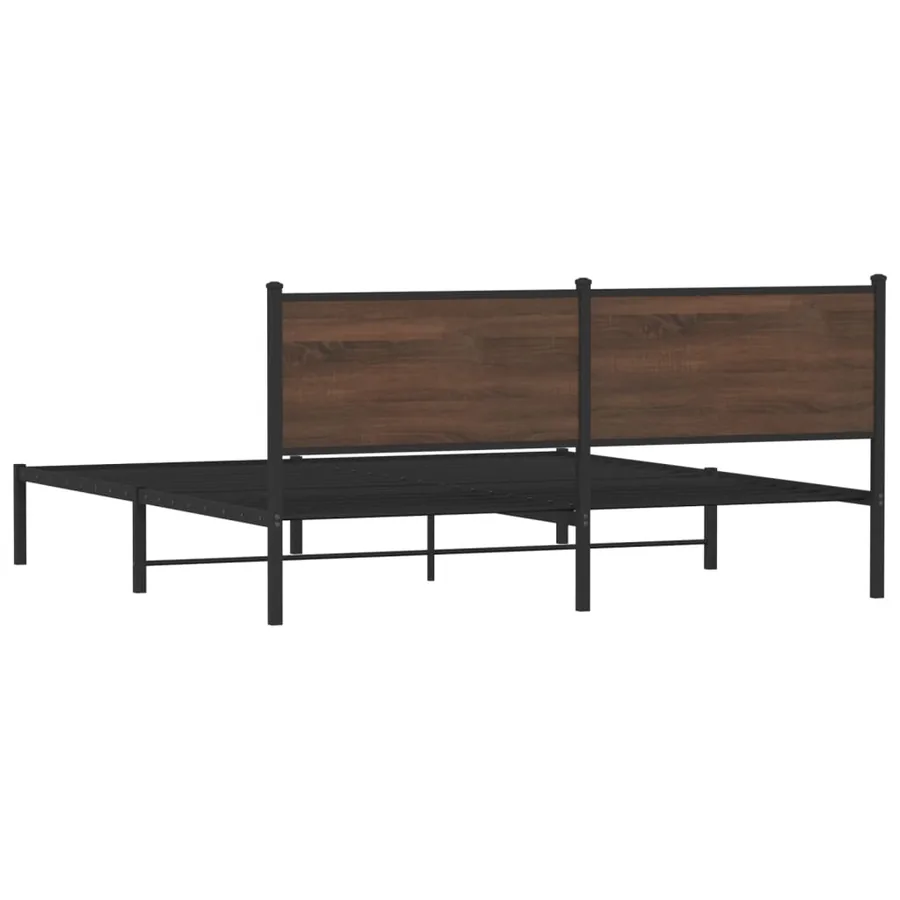 Cadre de lit en métal sans matelas chêne marron 183x213 cm - 7