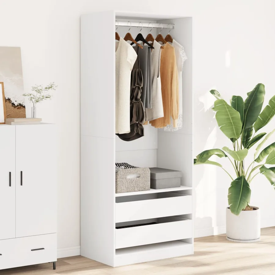 Garde-robe blanc 80x50x200 cm bois d'ingénierie - 3