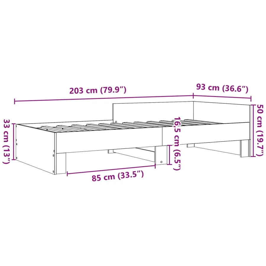 Cadre de lit sans matelas blanc 90x200 cm bois d'ingénierie - 9