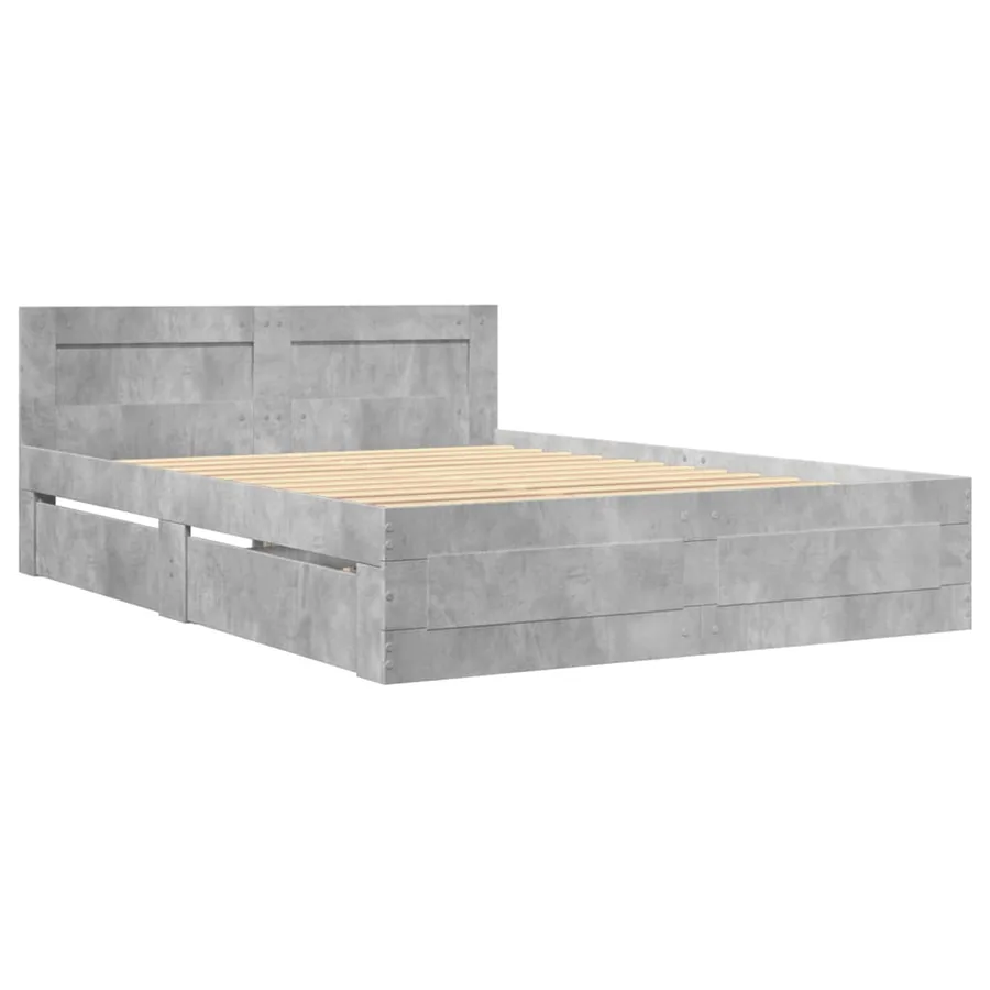 Cadre de lit et tête de lit sans matelas gris béton 120x190 cm - 3