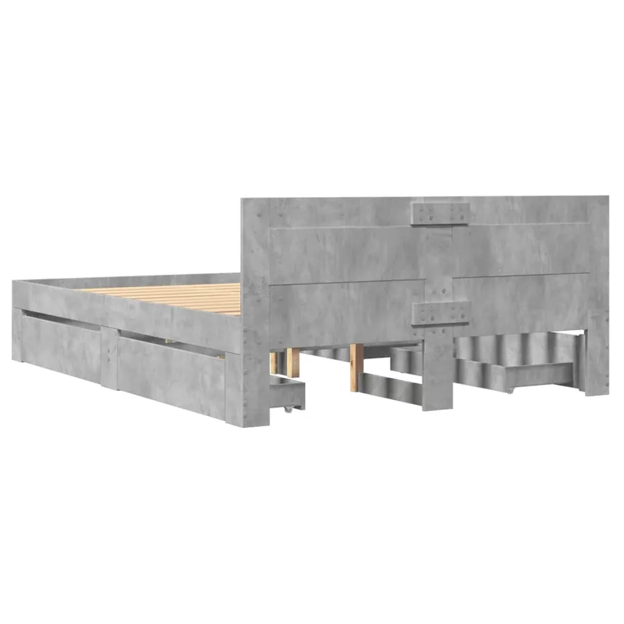 Cadre de lit et tête de lit sans matelas gris béton 120x190 cm - 7
