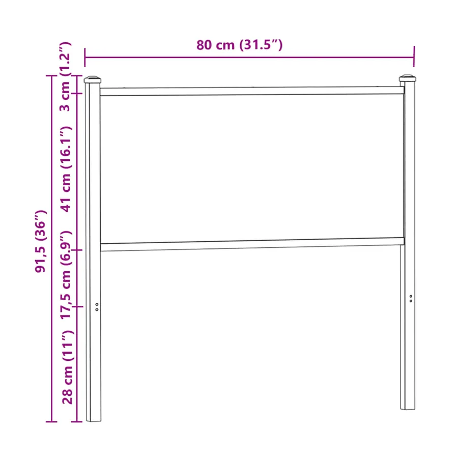 Tête de lit de remplacement chêne marron 75 cm bois d'ingénierie et acier - 7