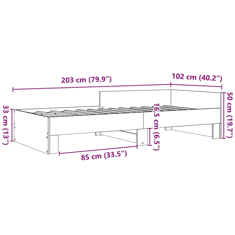Cadre de lit sans matelas blanc 100x200 cm bois d'ingénierie - 9