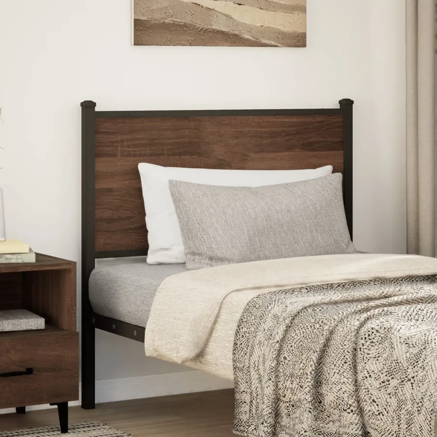 Tête de lit de remplacement chêne marron 90 cm bois d'ingénierie et acier - 2