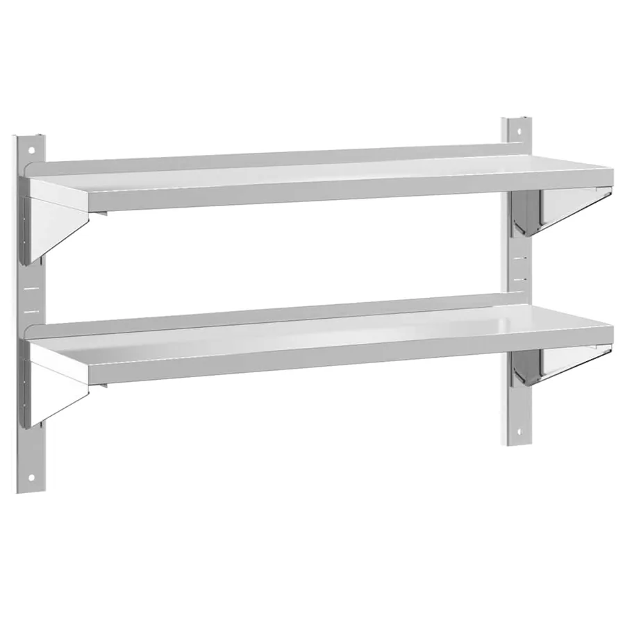 Étagère murale à 2 niveaux 100x30x60cm argenté acier inoxydable - 2