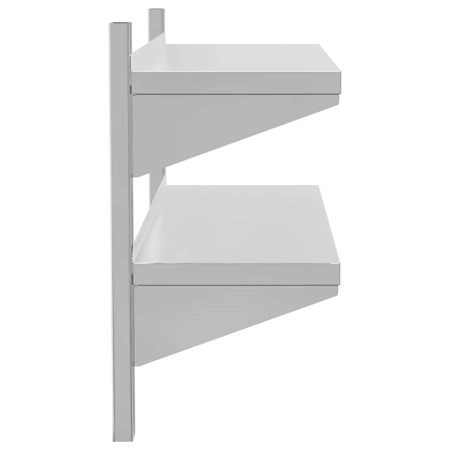 Étagère murale à 2 niveaux 100x30x60cm argenté acier inoxydable - 6