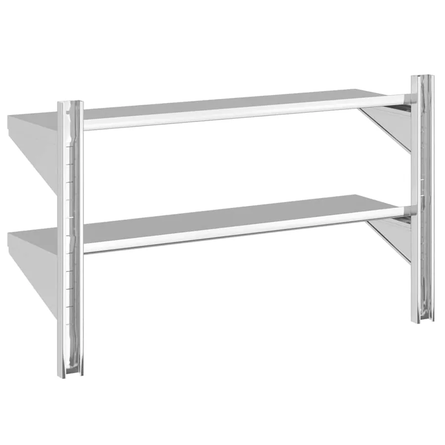 Étagère murale à 2 niveaux 100x30x60cm argenté acier inoxydable - 7