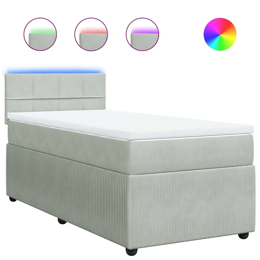 Sommier à lattes de lit et matelas Gris clair 80x200 cm Velours - 2