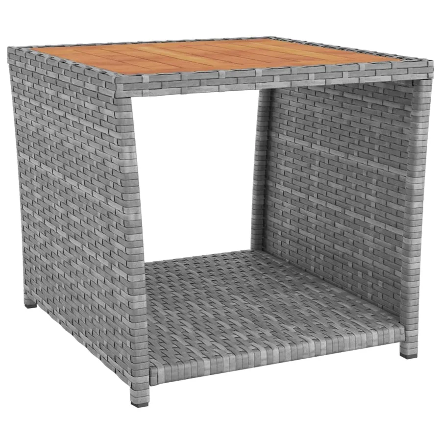 Ensemble de salon de jardin 2 pcs gris poly rotin et acacia - 5