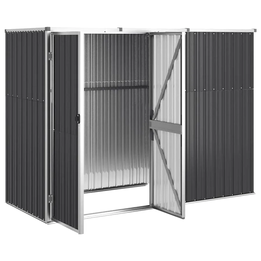 Abri à outils de jardin anthracite 225x89x161cm acier galvanisé - 4