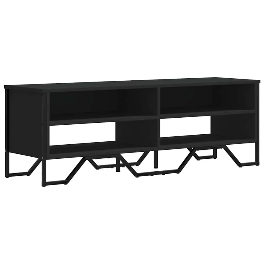 Meuble TV noir 122x34x41 cm bois d'ingénierie - 2