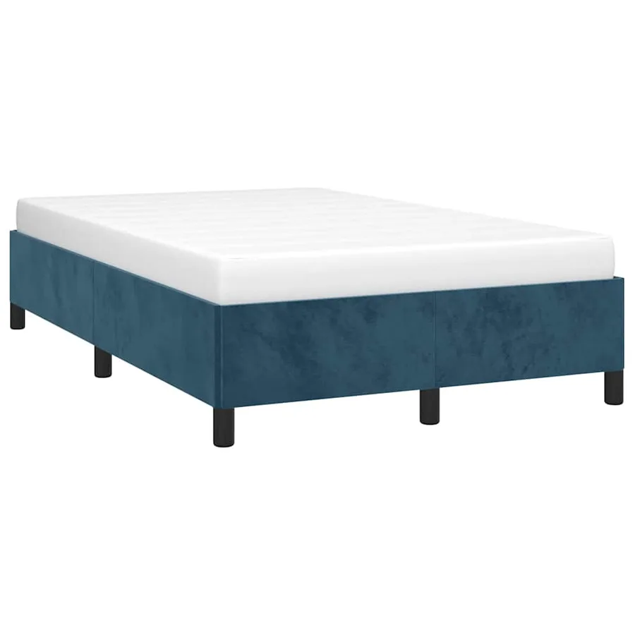 Cadre de lit sans matelas bleu foncé 120x200 cm velours - 3