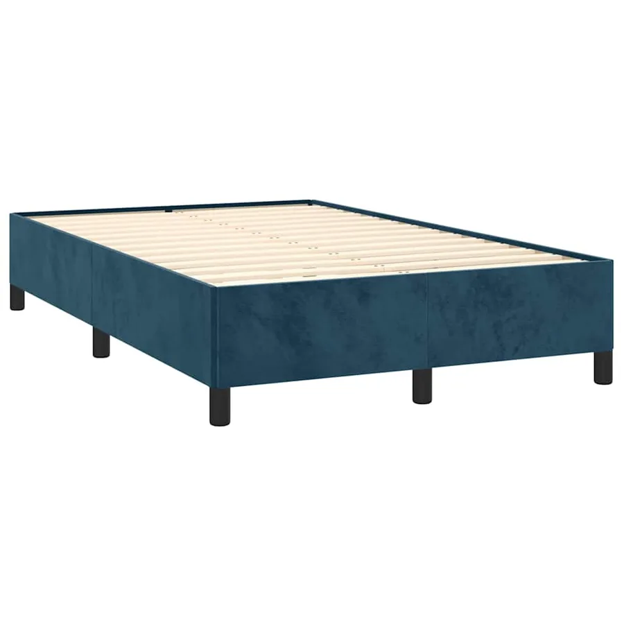 Cadre de lit sans matelas bleu foncé 120x200 cm velours - 4