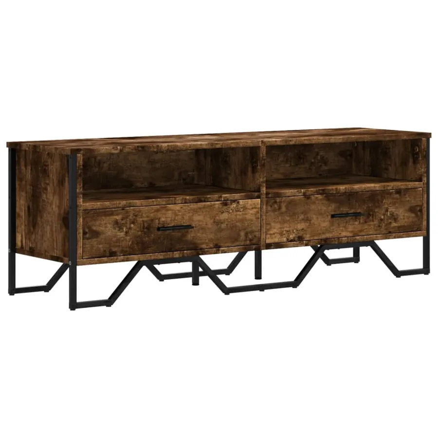 Meuble TV chêne fumé 122x34x41 cm bois d'ingénierie - 2