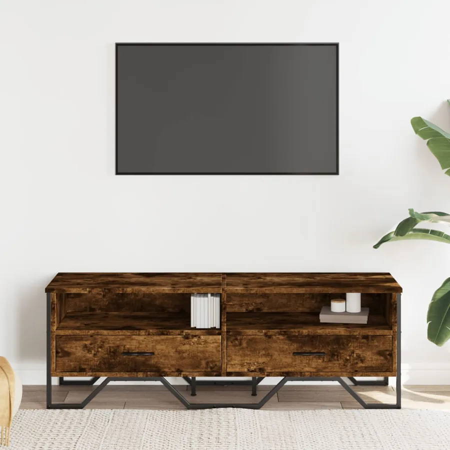 Meuble TV chêne fumé 122x34x41 cm bois d'ingénierie - 3