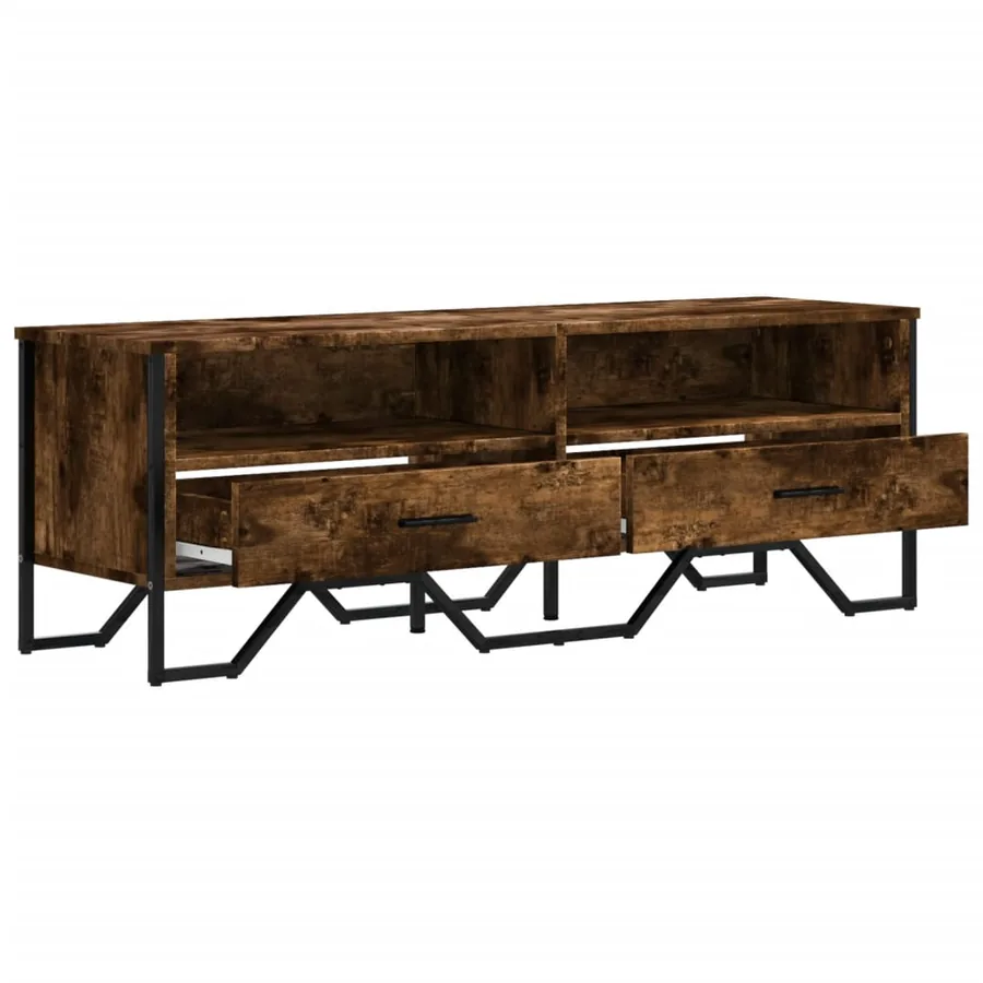 Meuble TV chêne fumé 122x34x41 cm bois d'ingénierie - 7