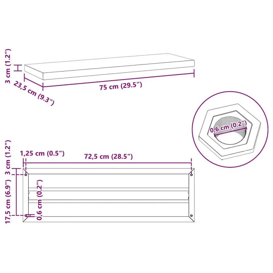 Étagères murales 2 pcs 75x23,5 cm argenté acier inoxydable - 10
