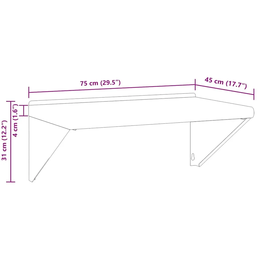 Étagère murale 75x45x31 cm argenté acier inoxydable - 11