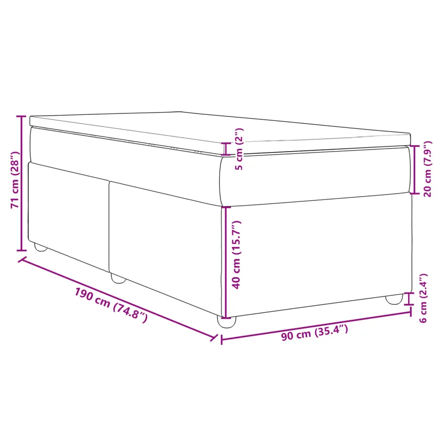 Sommier à lattes de lit avec matelas Taupe 90x190 cm Tissu - 12