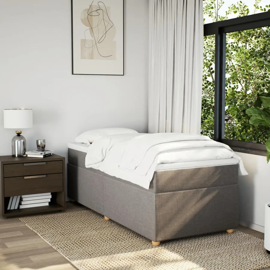 Sommier à lattes de lit avec matelas Taupe 90x190 cm Tissu - 3