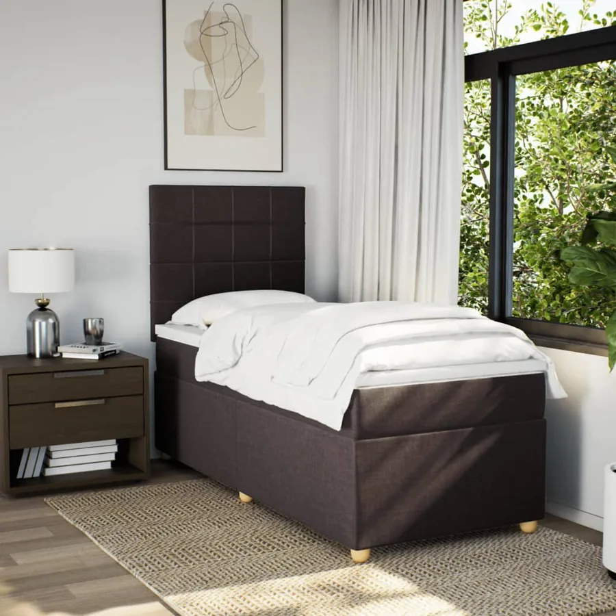 Sommier à lattes de lit avec matelas Marron foncé 90x190 cm - 5
